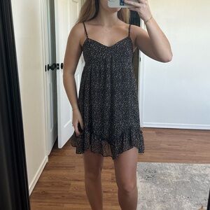 Black floral ruffle cami dress